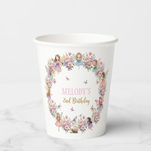 Whimsical flower fairy garden 2nd birthday  紙コップ (裏面)