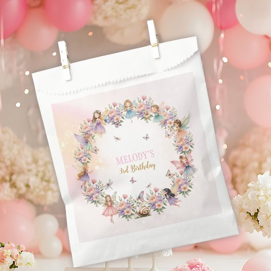 Whimsical flower fairy garden 3rd birthday  フェイバーバッグ