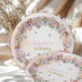 Whimsical flower fairy garden 3rd birthday  ペーパープレート