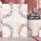 Whimsical flower fairy garden 3rd birthday  ラッピングペーパー