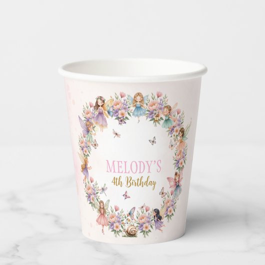 Whimsical flower fairy garden 4th birthday  紙コップ (裏面)