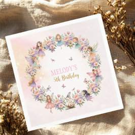 Whimsical flower fairy garden 5th birthday  スタンダードカクテルナプキン