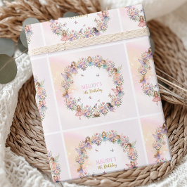 Whimsical flower fairy garden 5th birthday  ラッピングペーパー