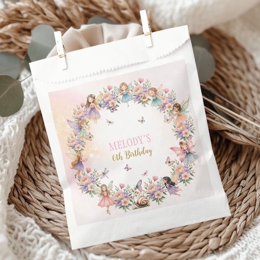 Whimsical flower fairy garden 6th birthday  フェイバーバッグ