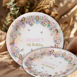Whimsical flower fairy garden 6th birthday  ペーパープレート