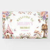 Whimsical Flower Fairy Garden Birthday Banner 横断幕 (横)