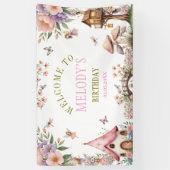 Whimsical Flower Fairy Garden Birthday Banner 横断幕 (縦)