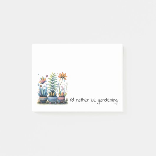 Whimsical Flower Pots I'd Rather Be Gardening ポストイット (正面)