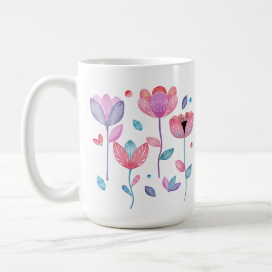 Whimsical Flowers  コーヒーマグカップ (左)