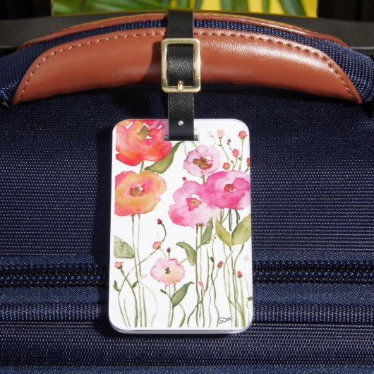 Whimsical Flowers Acrylic Luggage Tag ラゲッジタグ (正面インサイチュ2)