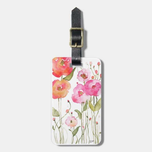 Whimsical Flowers Acrylic Luggage Tag ラゲッジタグ (正面縦)