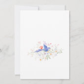 Whimsical Flowers & Blue Birds Watercolor Wedding 招待状 (裏面)