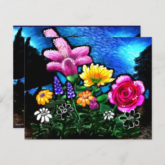 Whimsical Flowers Grape Hyacinth Scrapbook Paper (正面/裏面)