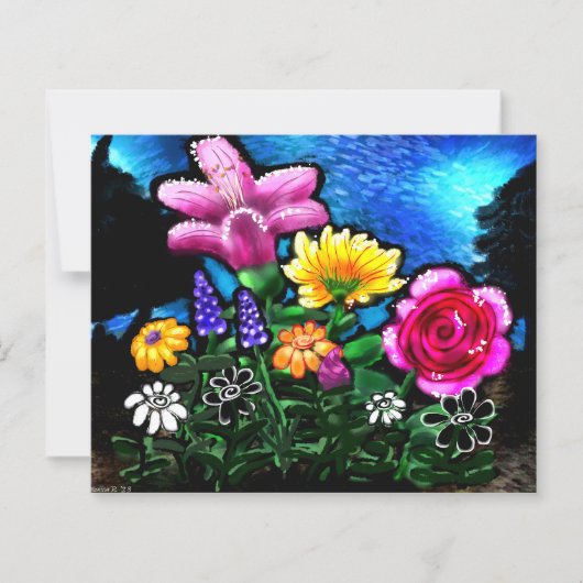 Whimsical Flowers Grape Hyacinth Scrapbook Paper (正面)