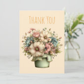 Whimsical Flowers in a Planter Pot サンキューカード (スタンド正面)