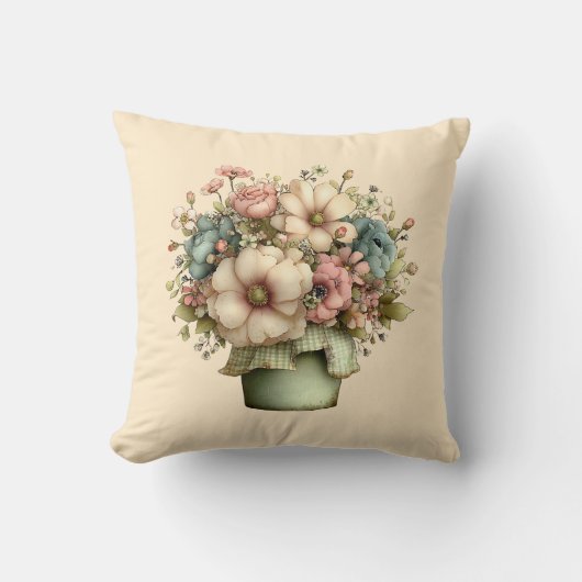 Whimsical Flowers in a Planter Pot Cute クッション (正面)