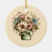 Whimsical Flowers in a Planter Pot Cute セラミックオーナメント (正面)