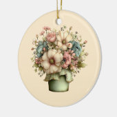 Whimsical Flowers in a Planter Pot Cute セラミックオーナメント (左)