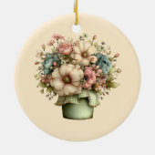 Whimsical Flowers in a Planter Pot Cute セラミックオーナメント (裏面)