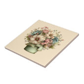 Whimsical Flowers in a Planter Pot Cute タイル (側面)