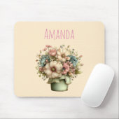 Whimsical Flowers in a Planter Pot Cute マウスパッド (マウス)