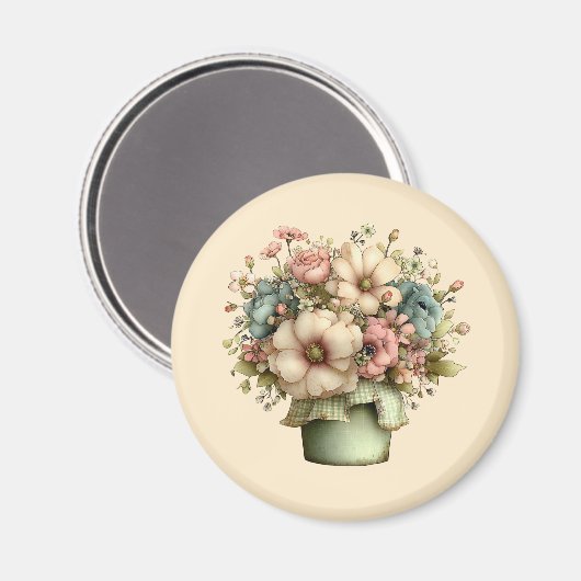 Whimsical Flowers in a Planter Pot Cute マグネット (正面/裏面)