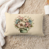 Whimsical Flowers in a Planter Pot Cute ランバークッション (ブランケット)