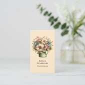 Whimsical Flowers in a Planter Pot Cute 名刺 (スタンド正面)