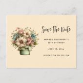 Whimsical Flowers in a Planter Pot Cute 案内ポストカード (正面)