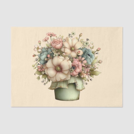 Whimsical Flowers in a Planter Pot Cute 薄葉紙 (正面)