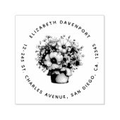 Whimsical Flowers in a Planter Pot Cute Address セルフインキングスタンプ (デザイン)