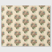 Whimsical Flowers in a Planter Pot Cute Pattern ラッピングペーパー (フラット)