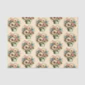 Whimsical Flowers in a Planter Pot Cute Pattern 薄葉紙 (正面)