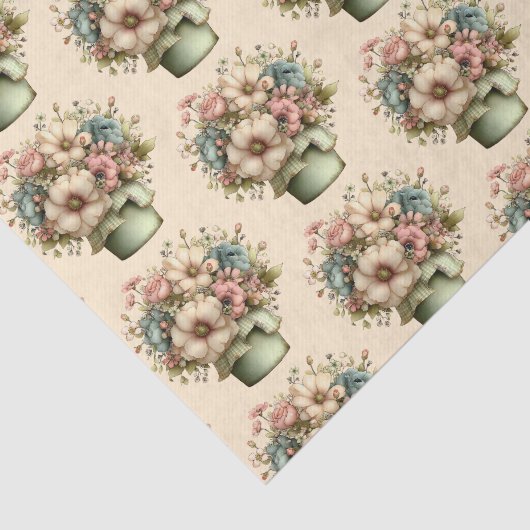 Whimsical Flowers in a Planter Pot Cute Pattern 薄葉紙 (詳細)