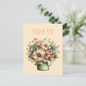 Whimsical Flowers in a Planter Pot Cute Thank You ポストカード (スタンド正面)