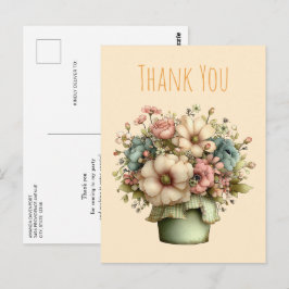 Whimsical Flowers in a Planter Pot Cute Thank You ポストカード
