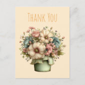 Whimsical Flowers in a Planter Pot Cute Thank You ポストカード (正面)