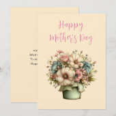 Whimsical Flowers in a Planter Pot Mother's Day シーズンカード (正面/裏面)