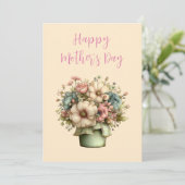 Whimsical Flowers in a Planter Pot Mother's Day シーズンカード (スタンド正面)