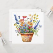 Whimsical Flowers in Pot Floral Illustration カード (正面/裏面インサイチュ)