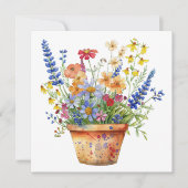 Whimsical Flowers in Pot Floral Illustration カード (正面)