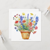 Whimsical Flowers in Pot Thinking of You Cheerup カード (正面/裏面インサイチュ)