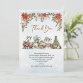 Whimsical Fluffy Christmas Dogs Baby Shower サンキューカード (スタンド正面)