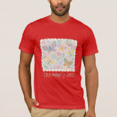 Whimsical Flutter: Pastel Block Print Butterflies Tシャツ (正面)