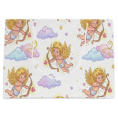 Whimsical Flying Cupids in Blue Sky Fantasy ラージペーパーバッグ (正面)