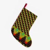 Whimsical Folk Art Christmas Tree Fun スモールクリスマスストッキング (正面 (吊り時))