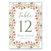 Whimsical Folk Art Floral Wedding テーブルナンバー (正面)