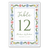 Whimsical Folk Art Floral Wedding テーブルナンバー (正面)