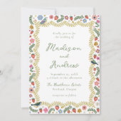 Whimsical Folk Art Floral Wedding 招待状 (正面)