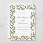 Whimsical Folk Art Floral Wedding 招待状 (正面)